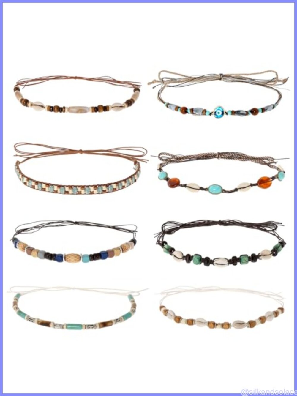 8Pc Beaded Cowboy Hat Bands Woven Rope Western Hat Accessories Adjustable